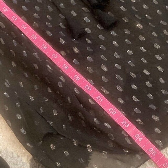 Rebecca Taylor $298 Women's 0 XS Black Metallic Print Ruffle Tie Neck Blouse - Picture 9 of 9